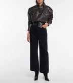 Oversized Black Leather Boyfriend Shirt