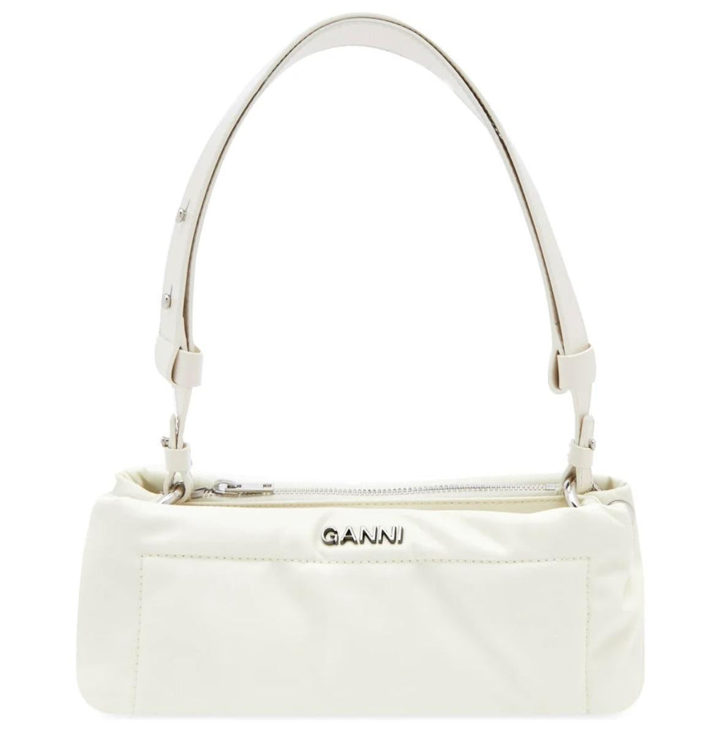 Ganni White Pillow Baguette Bag
