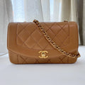 Vintage camel leather quilted small Diana flap bag