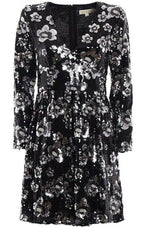 Michael Kors SEQUIN embellished BLACK floral dress