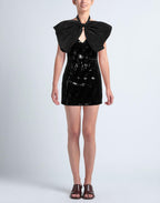 Redemption chenille, satin & sequin bow mini dress