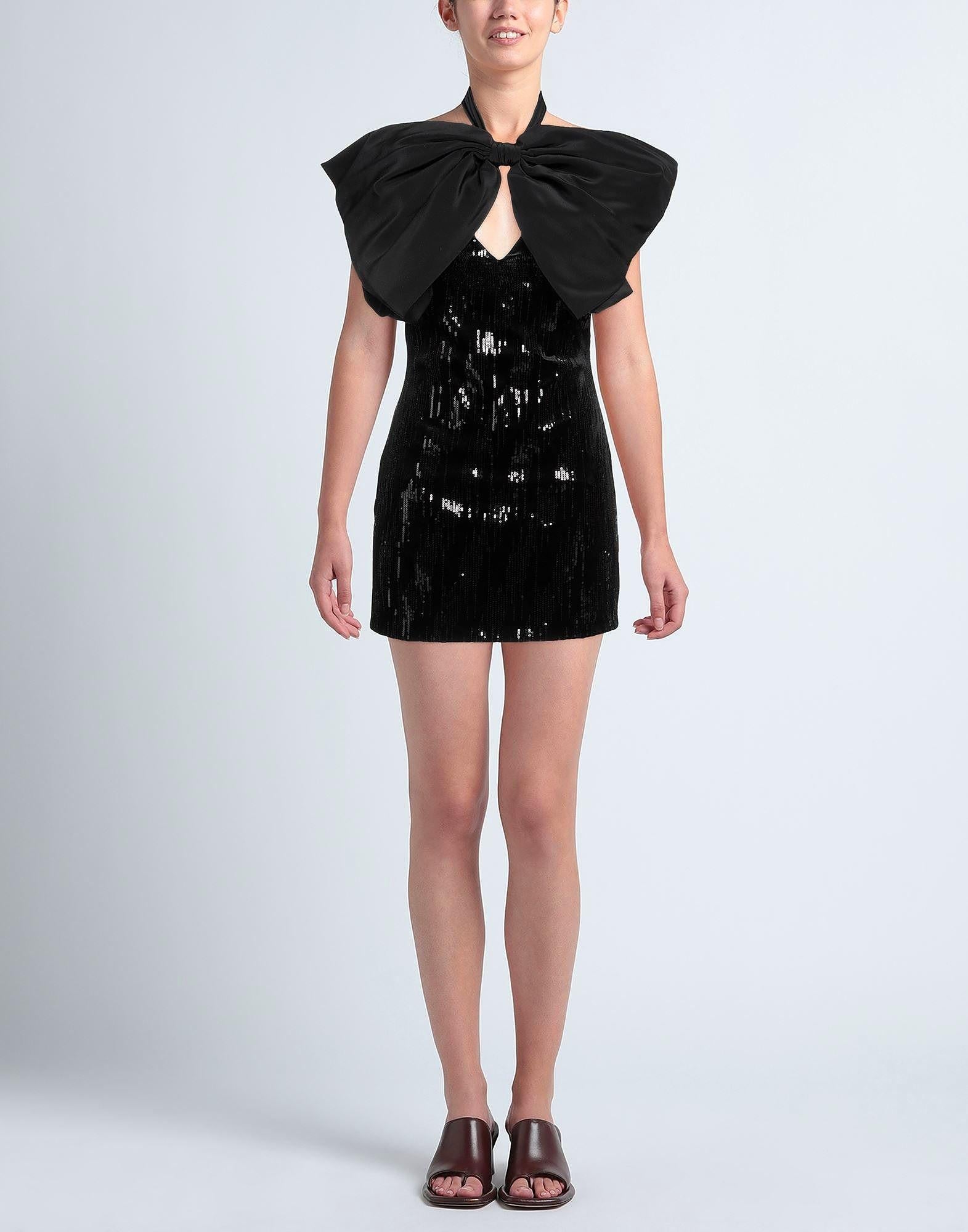 Redemption chenille, satin & sequin bow mini dress