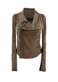 Rick Owens Khaki Suede Zip Jacket
