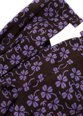 Purple & Black Clover Print Pleated Silk Skirt