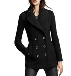 Burberry Black Double Breasted Wool Peacoat
