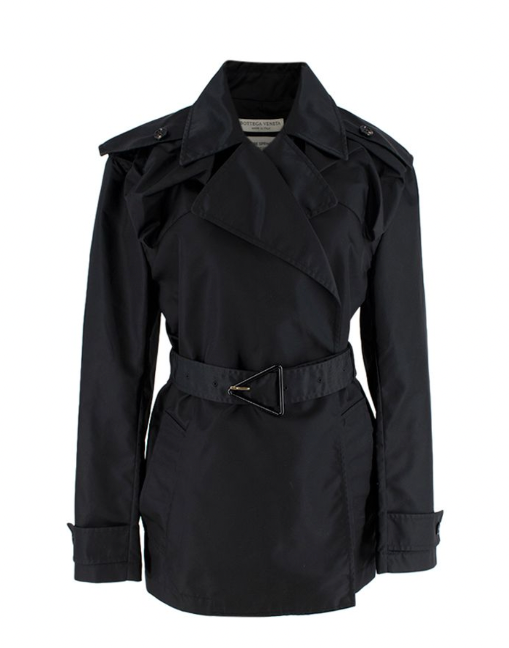 Bottega Veneta Black gabardine short trench coat