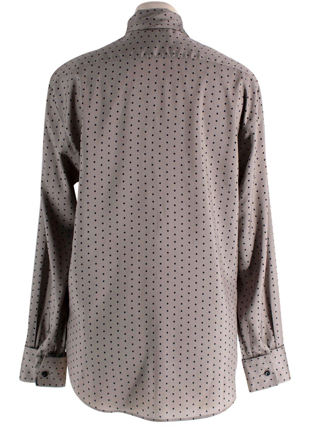 Dior Grey Polka Dot Silk Blouse