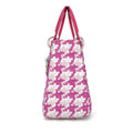 Dior Pink & Silver Woven Leather & Tweed Medium Lady Dior Bag