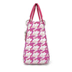 Dior Pink & Silver Woven Leather & Tweed Medium Lady Dior Bag