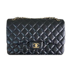 Quilted Black Lambskin Douple Flap Bag