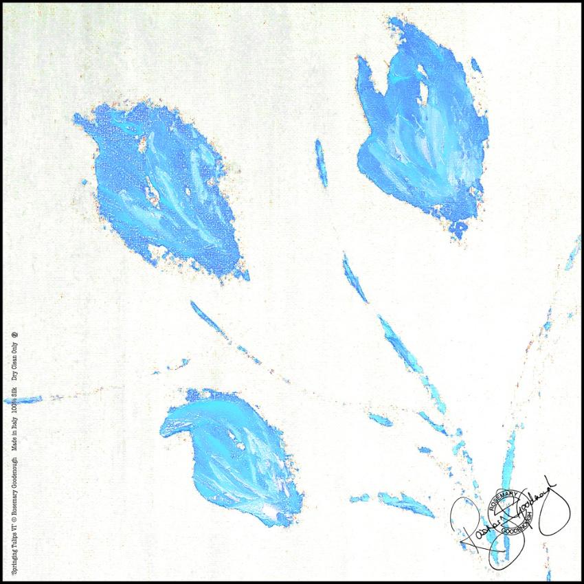 Rosemary Goodenough White & Blue Springing Tulips VI Silk Scarf
