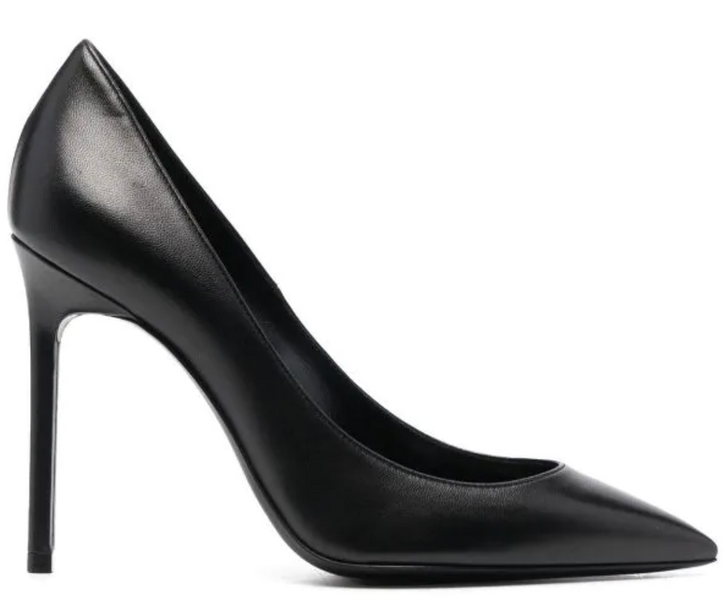 Anja 105 Black Leather Pointed Toe Pumps