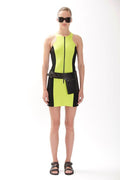 Michael Kors Collection Black & Neon Zip Front Dress