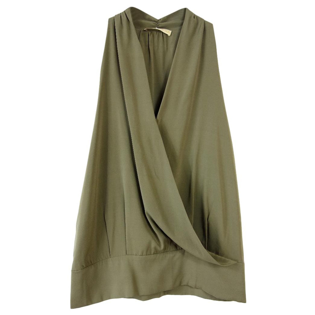 Ramy Brook Green Sleeveless Silk Wrap Style Top
