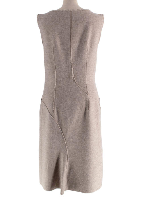 Alberta Ferretti Taupe Wool Midi Dress