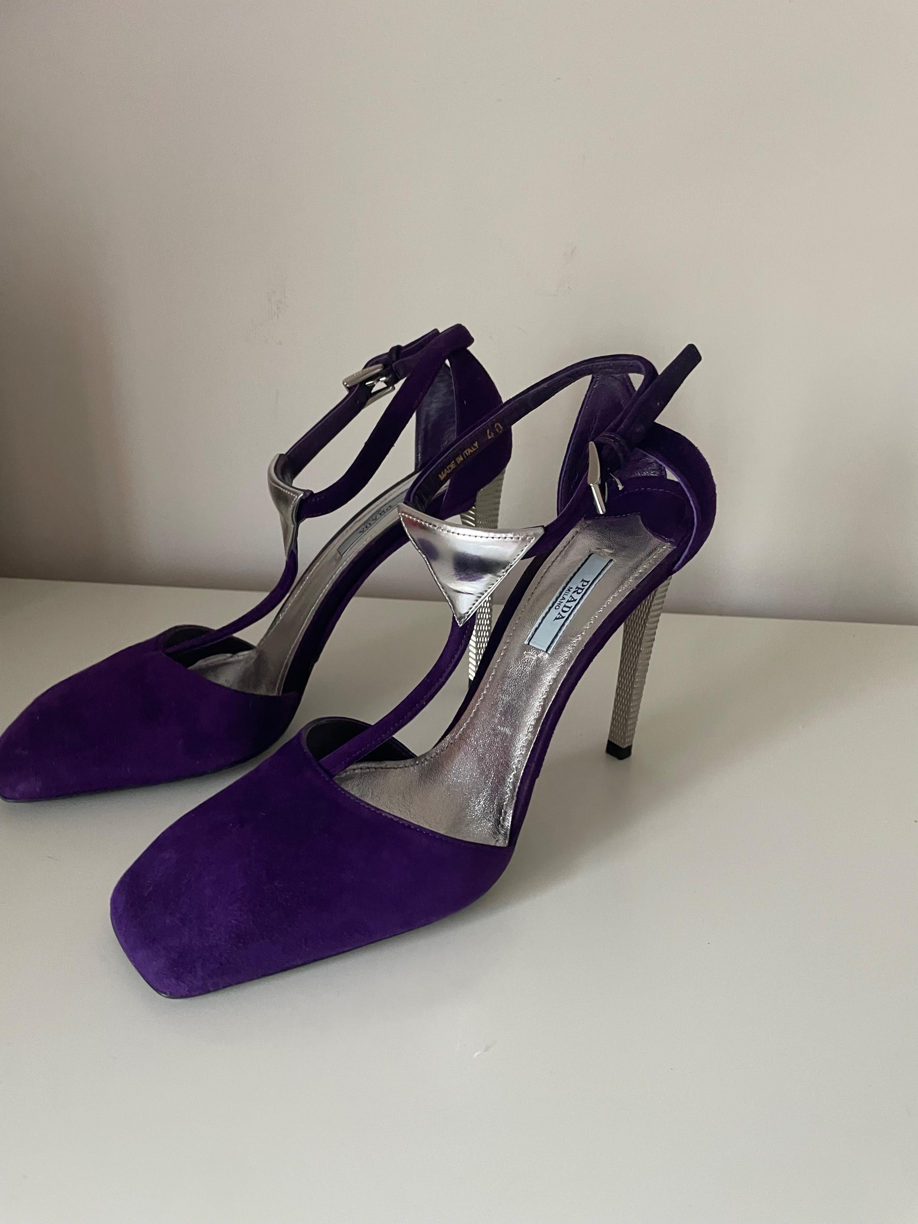 Prada Purple Suede Triangle Heels