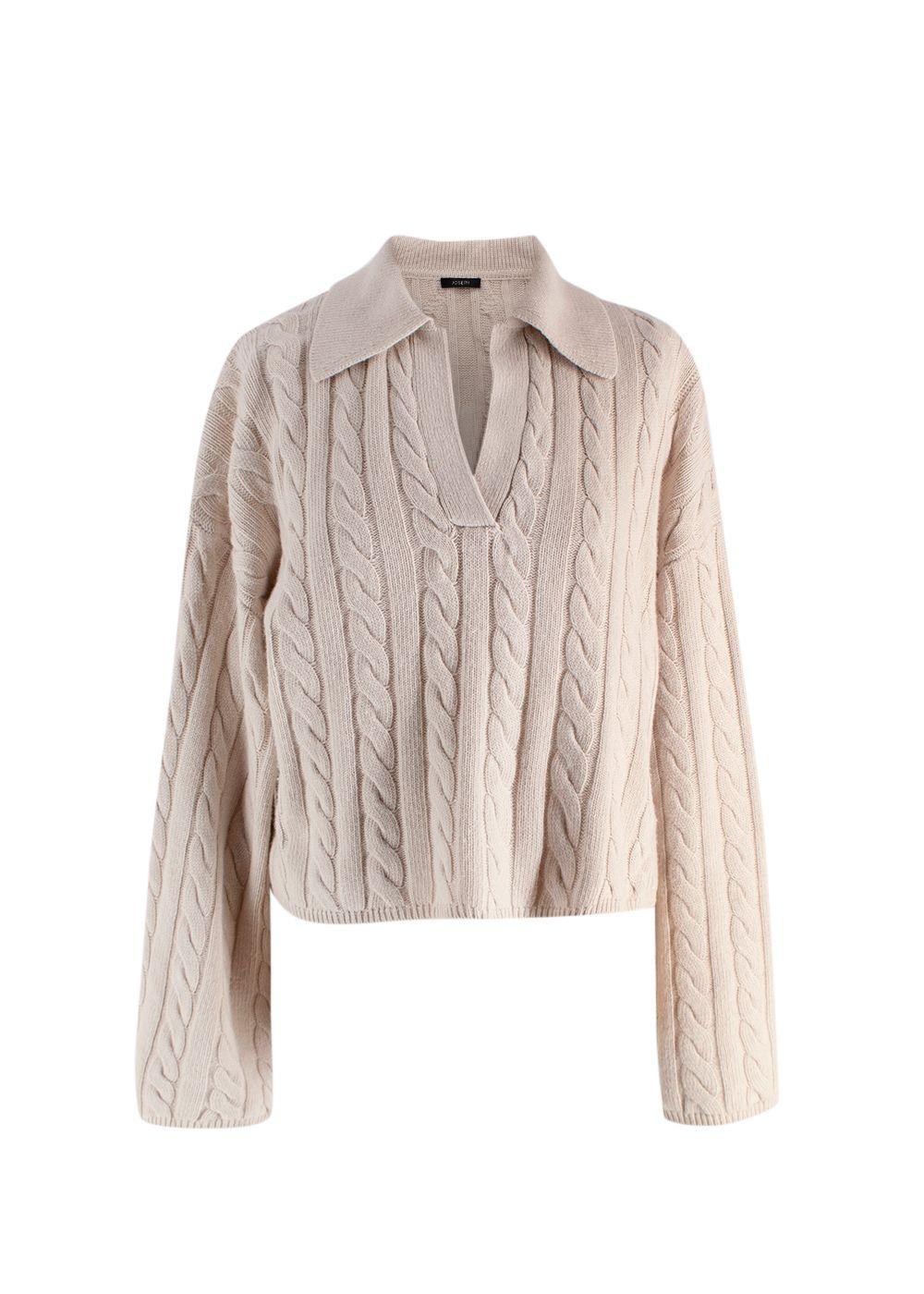 Joseph Cream Light Cable Knit Polo Neck Jumper