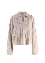 Joseph Cream Light Cable Knit Polo Neck Jumper