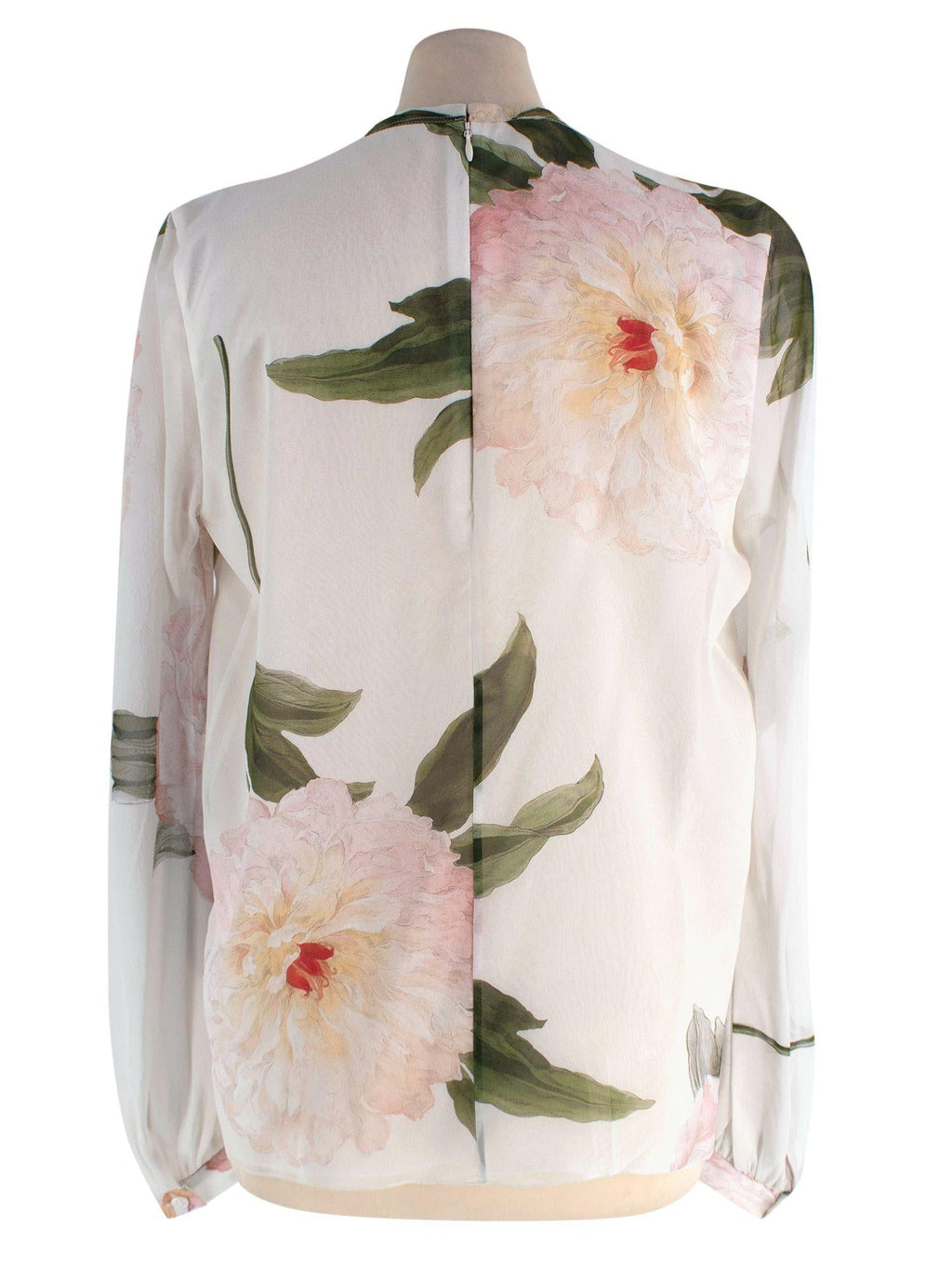 Giambattista Valli Multi Peony Print Silk Blouse