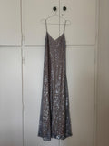 Galvan Silver Sequin Evening Dress