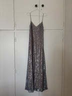 Galvan Silver Sequin Evening Dress