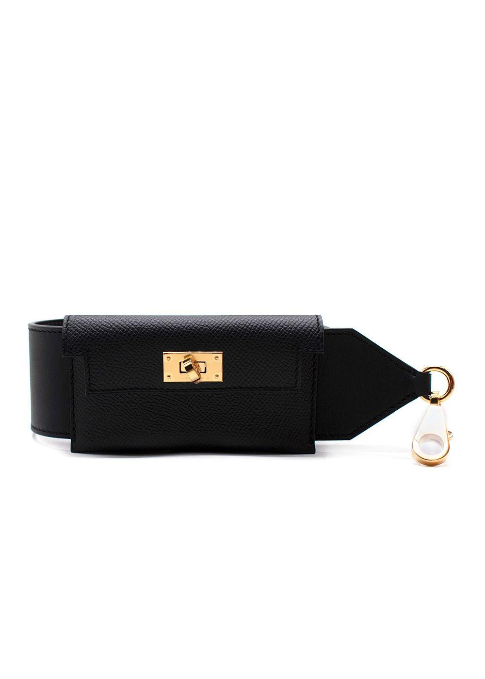 Hermes Noir Kelly Pocket Bag Strap with Gold Hardware