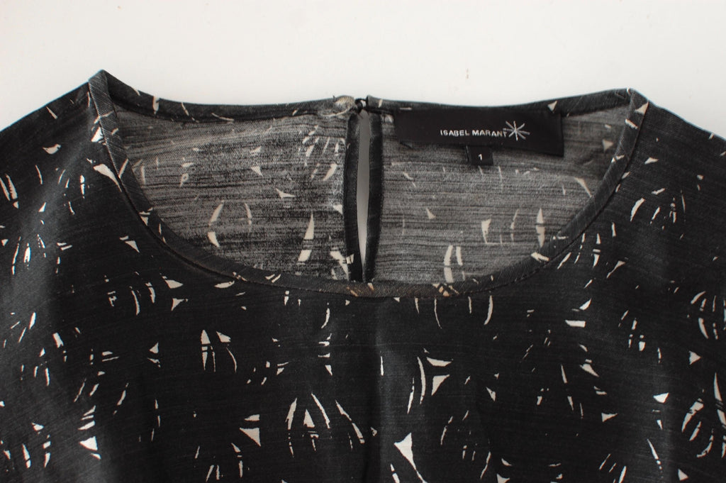 Black & white silk-blend top