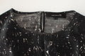 Black & white silk-blend top