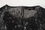 Black & white silk-blend top