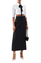 Valentino White Cropped Blouse with Velvet Bow Detail