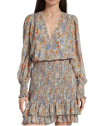 Veronica Beard Floral Saera Smocked Mini Dress