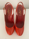 Saint Laurent Coral Leather Tribtoo Slingbacks