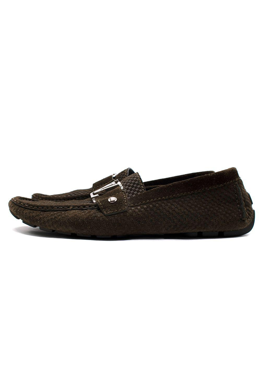 Louis Vuitton Khaki Suede Monte Carlo Slip On Loafers