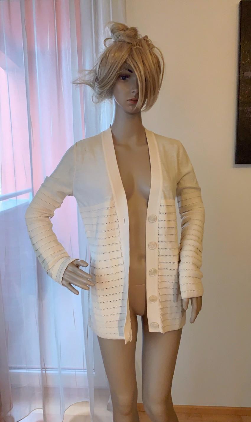 Sonia Rykiel Ivory Open-Weave Longline Cardigan