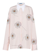 Prada Gerbera Print Fringe Collar Cotton Shirt