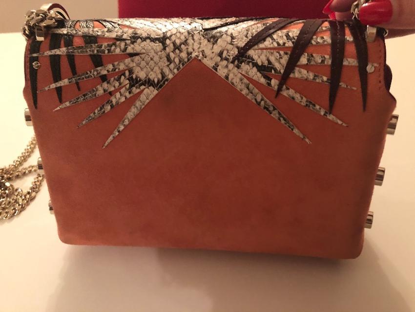 Jimmy Choo 'Petite Lockett' Palm Appliqué Suede Shoulder Bag