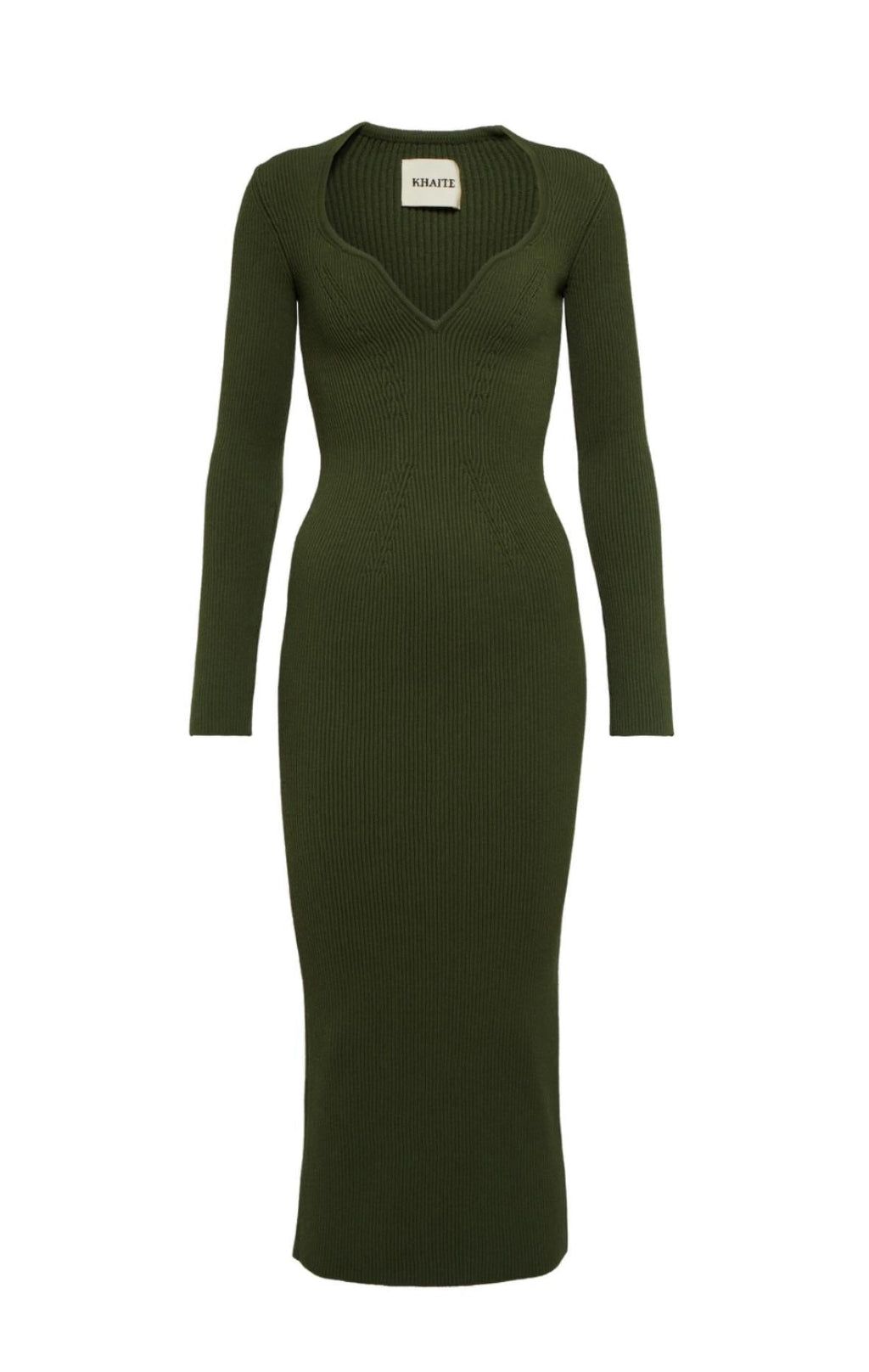 Khaite Green Ribbed Alessandra Midi Dress