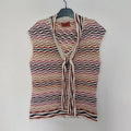 Multicoloured Abstract Knit Tie Blouse