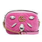 Gucci Pink Quilted Velvet and Marquise Crystal Mini GG Bag