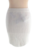 Balmain Cream Ribbed Knit Mini Skirt with Gold Button Detail
