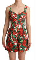Red Geranium Printed Cotton Blend Playsuit