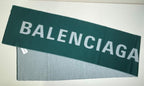 Balenciaga Green Bi-Colour Logo Intarsia Scarf