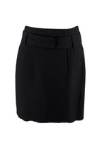 Prada Black Raw Edge Belted Mini Skirt