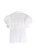 Alaia White Fine Cotton Frilly Blouse
