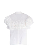 Alaia White Fine Cotton Frilly Blouse