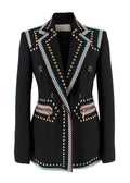 Elie Saab Black Studded Contrast Trim Blazer