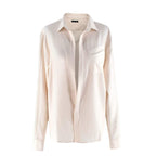 Baja East Cream Wool-Crepe Point Collar Blouse
