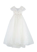 Quinn Harper Kids 10Y White Crystal Embellished Tulle Occasion Dress
