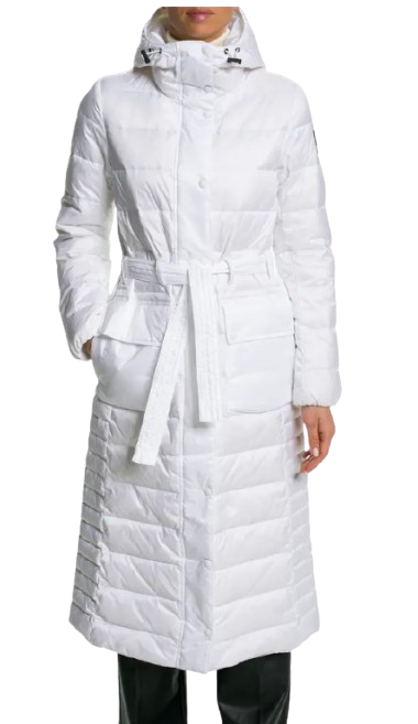 Belstaff White Duck Down/Feather Hooded Coat