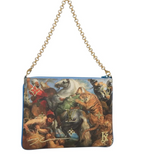 Limited Edition Louis Vuitton x Jeff Koons Masters Collection Pochette – “Tiger Hunt” Print with Gold Chain Strap